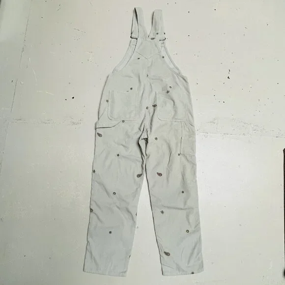 Vans Overalls Womens Medium Corduroy Floral Emroidered Ground Work Skate Party - Picture 5 of 12